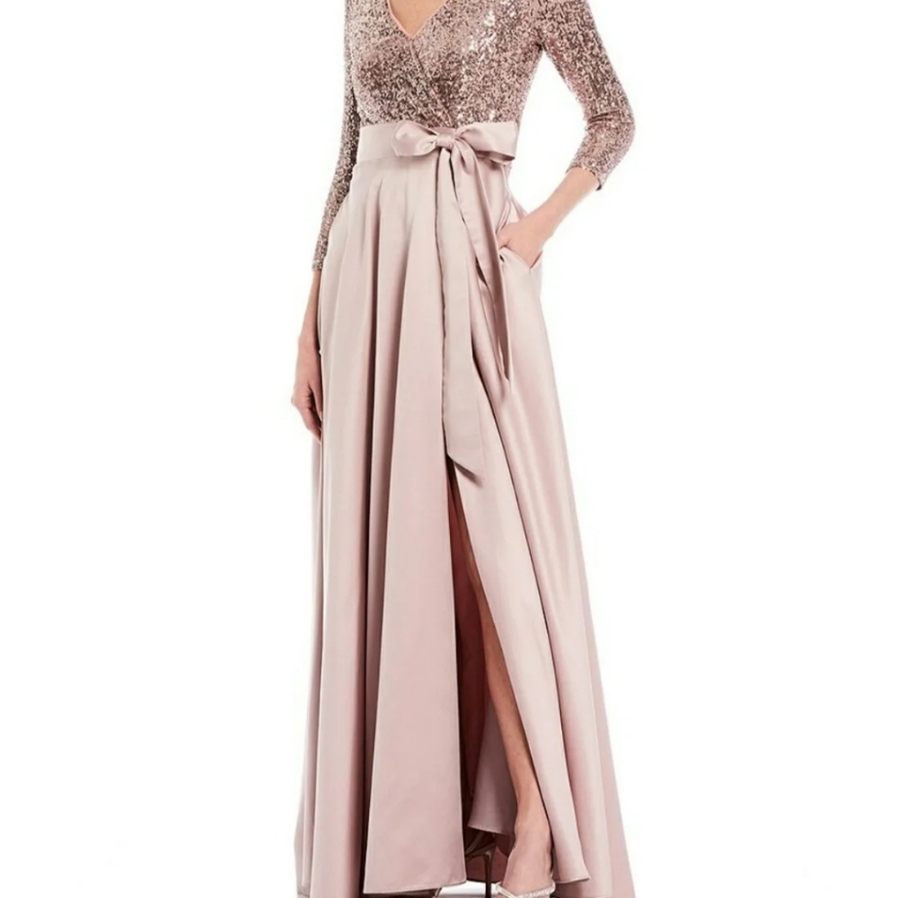 Xscape Sequin Bodice Satin Gown